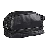 RAS, bolsa de aseo para hombre de piel auténtica, ideal para viajes o gimnasio, negro/marrón – 3530,...