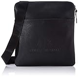 Armani Exchange - Medium Flat Crossbody Bag, Bolso bandolera Hombre, Negro (Black/Gun Metal), 30x10x42 cm (B x...