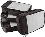 Amazon Basics Bolsas de equipaje medianas, 4 Unidad, Negro